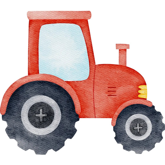 Bügelbild Traktor Aquarell Rot