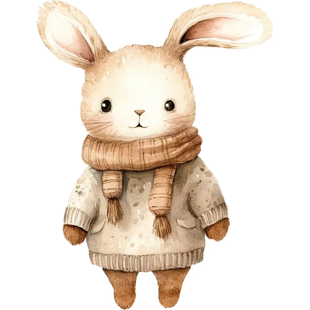 Bügelbild Winter Hase Beige