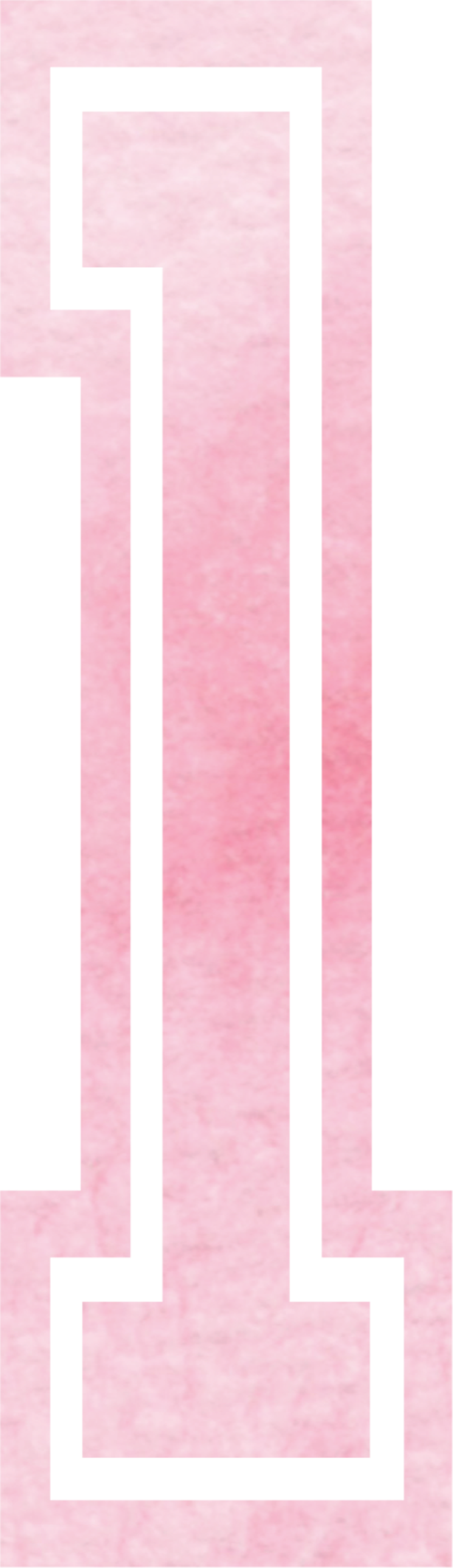 Bügelbild Zahl Aquarell Pink 1