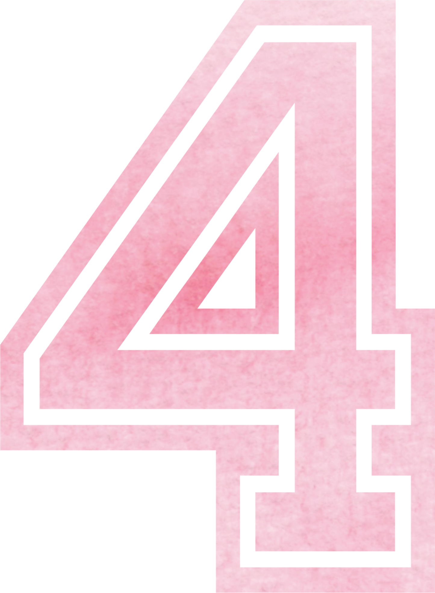 Bügelbild Zahl Aquarell Pink 4