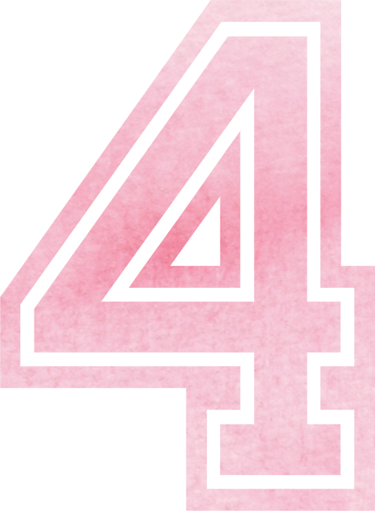 Bügelbild Zahl Aquarell Pink 4