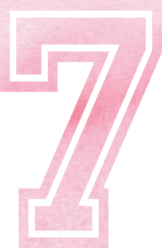 Bügelbild Zahl Aquarell Pink 7