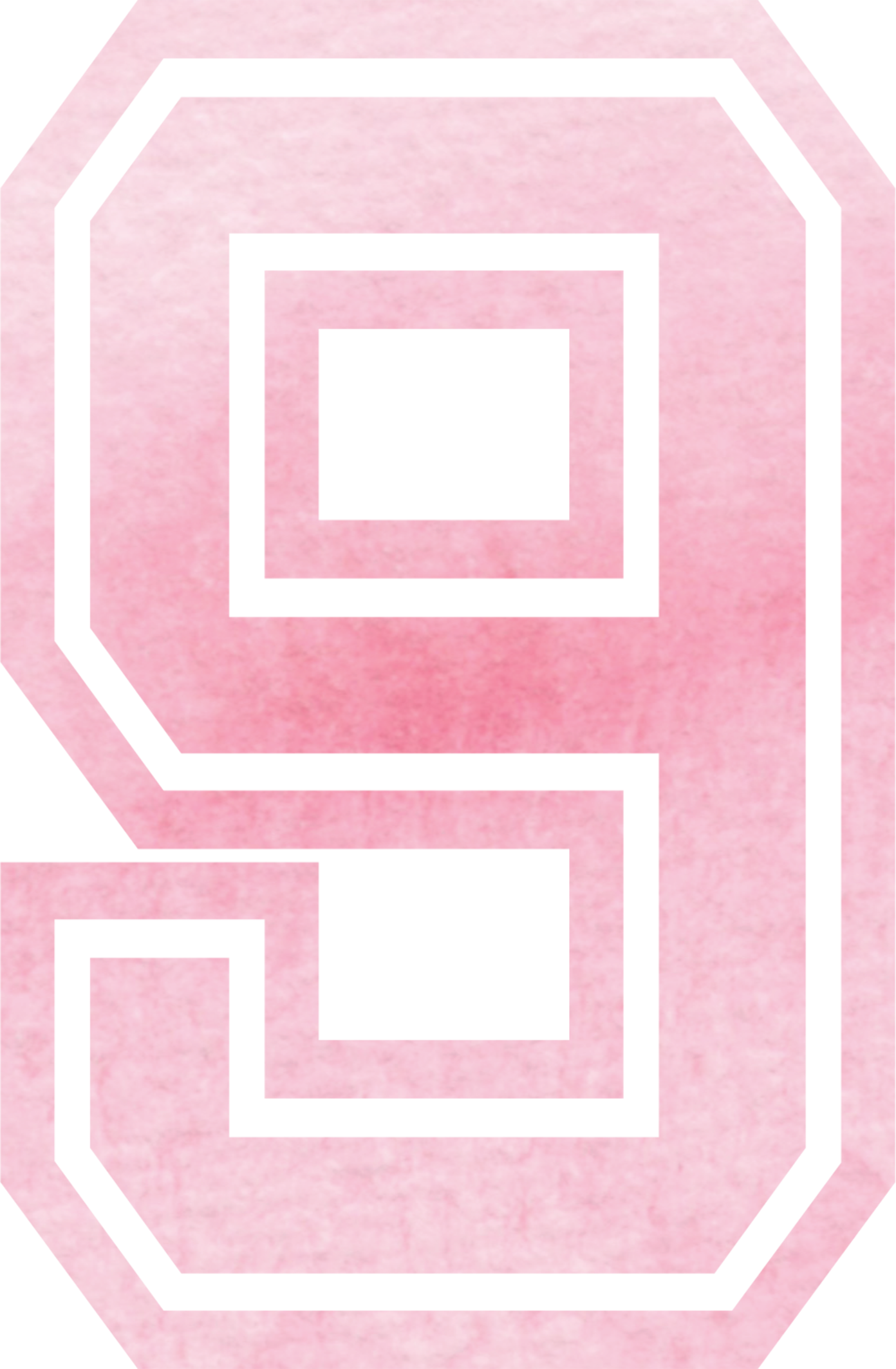 Bügelbild Zahl Aquarell Pink 9