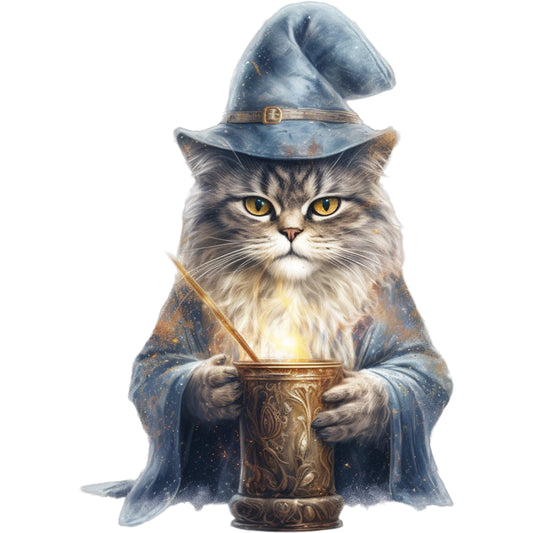 Buegelbild-Zauberer-Katze-Magic