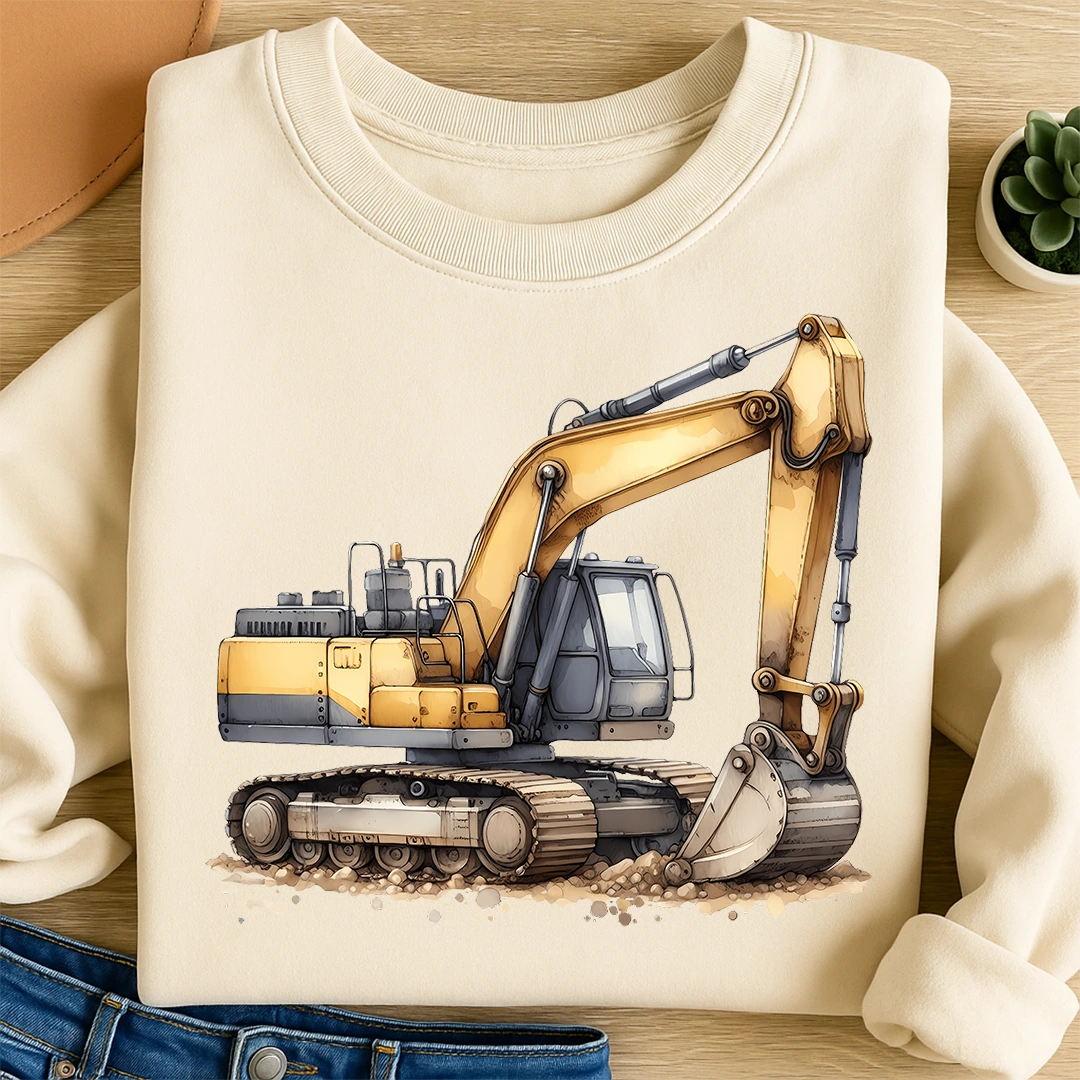 Bügelbild Bau Bagger