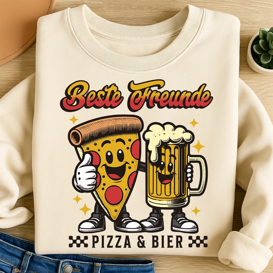 Bügelbild Beste Freunde Pizza & Bier