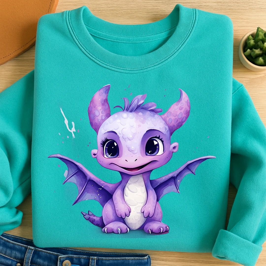 Bügelbild Drachenbaby Lila