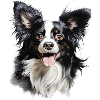 Buegelbild-hund-papillon-Zwergspaniel-schwarz