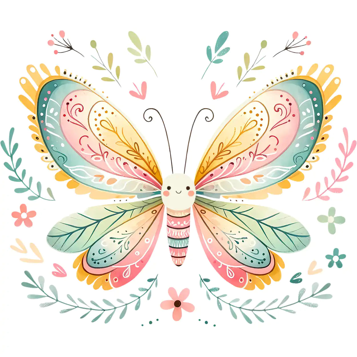 Bügelbild Schmetterling Mari Pastel