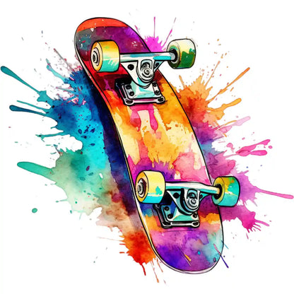 Buegelbild-skateboard-bunt-splash