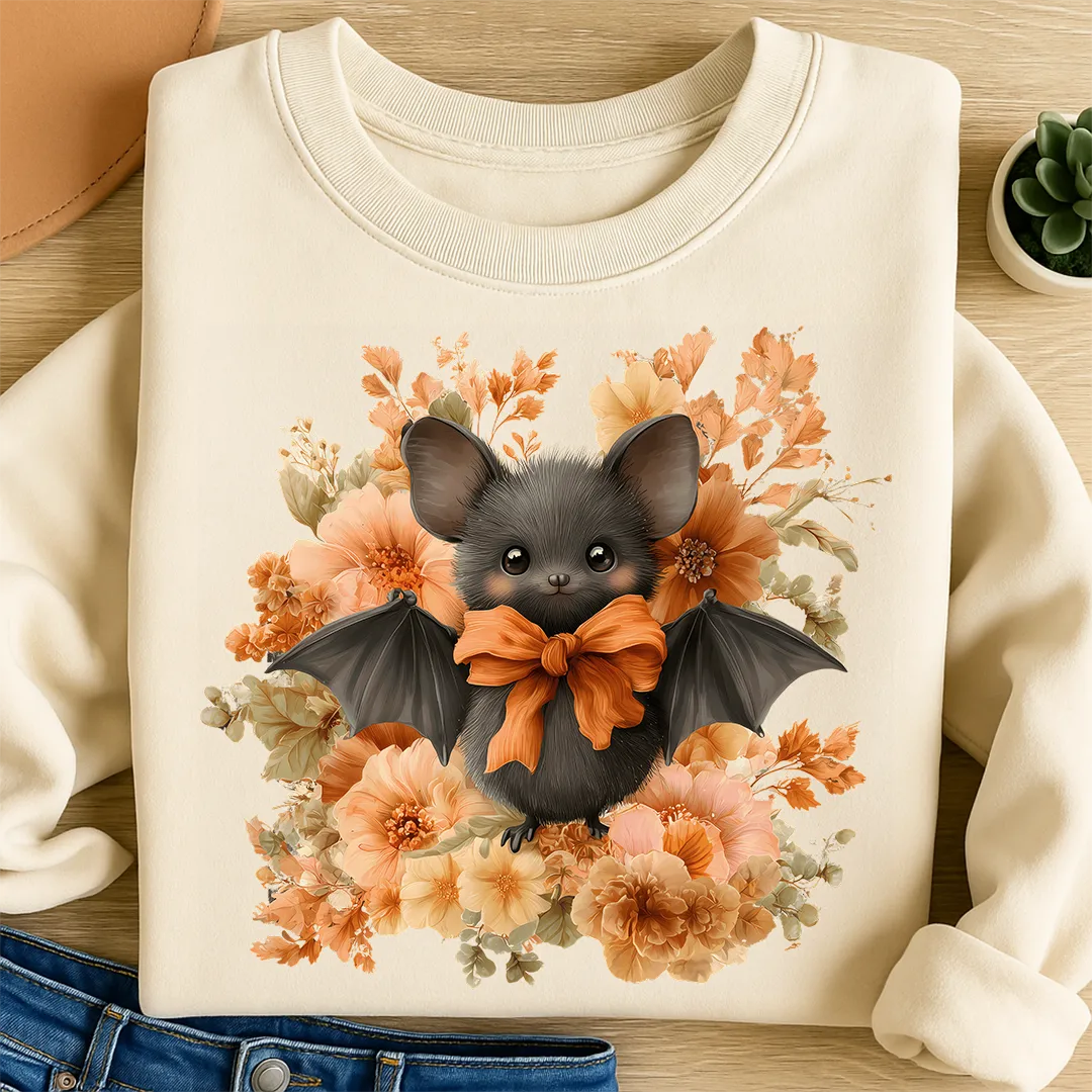 Bügelbild Süße Fledermaus Herbstblüte