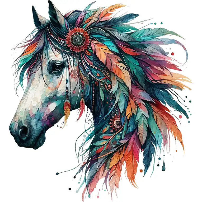 Bügelbild Boho Pferd Rainbow Spirit