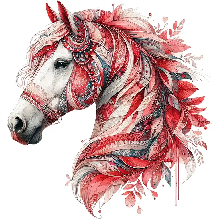 Bügelbild Boho Pferd Rot