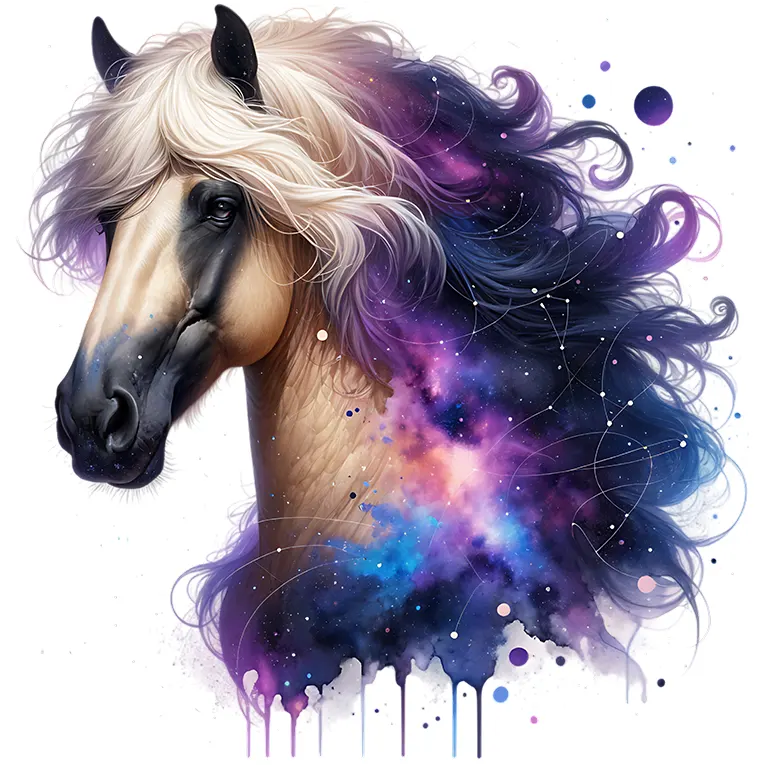 Bügelbild Galaxie Pferd Lila