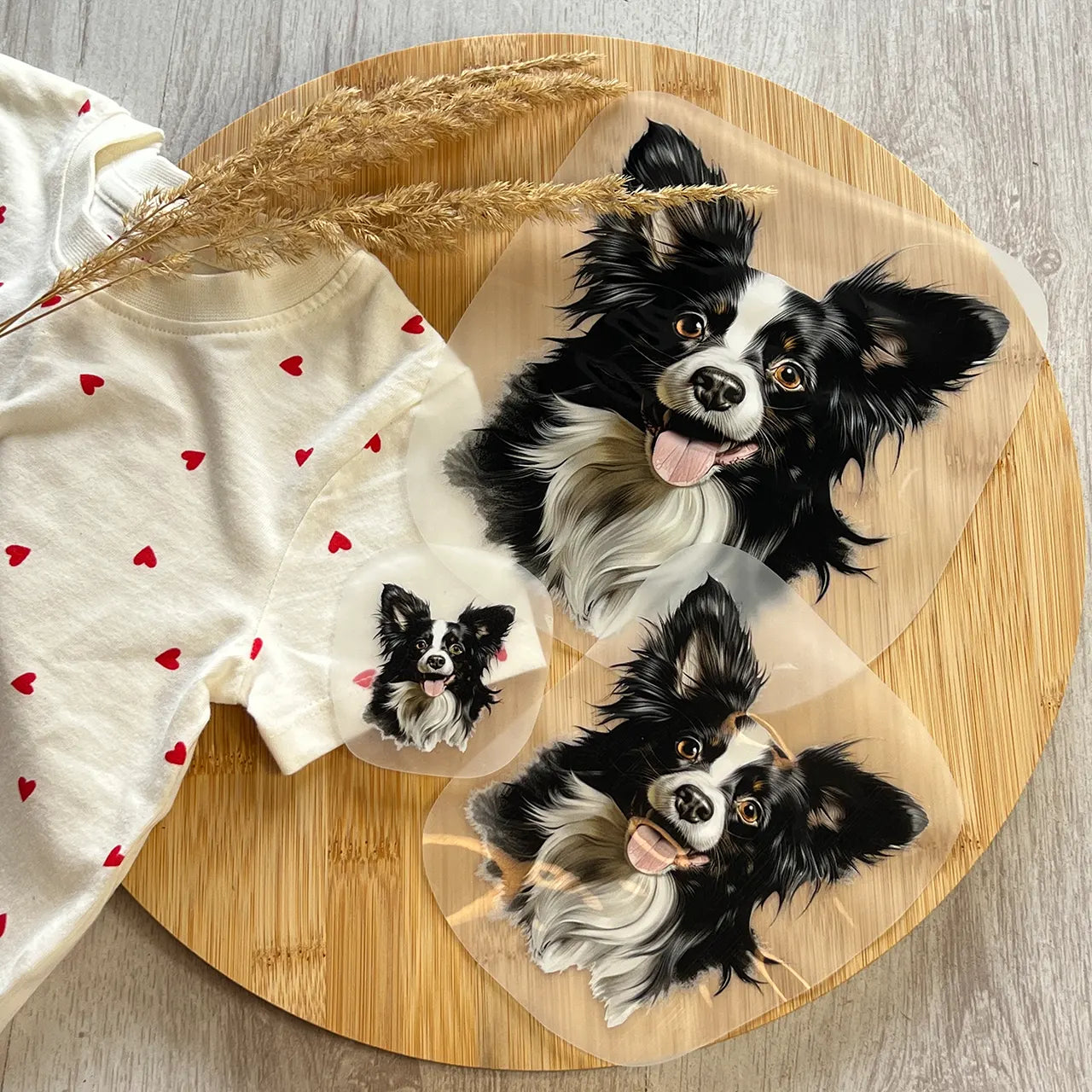 Buegelbild Hund Papillon Zwergspaniel Schwarz - 3