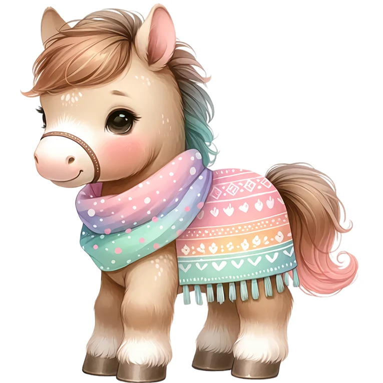 Bügelbild Pony im Pastell Outfit