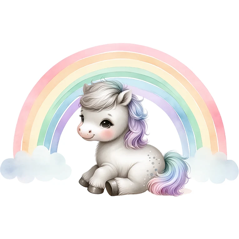 Bügelbild Regenbogenpony Glücksbringer