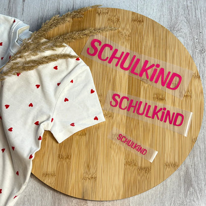 Buegelbild Schriftzug 1 Schulkind Pink 3