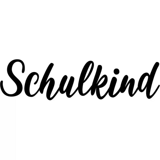 Bügelbild Schulkind Schriftzug Schreibschrift Schwarz