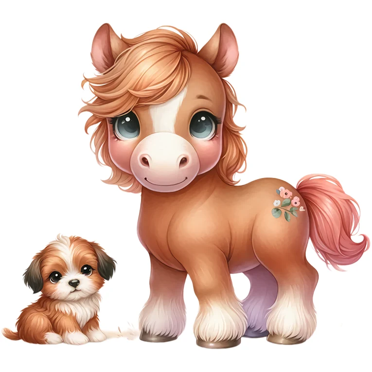 Bügelbild Tierfreundschaft Pony & Hund