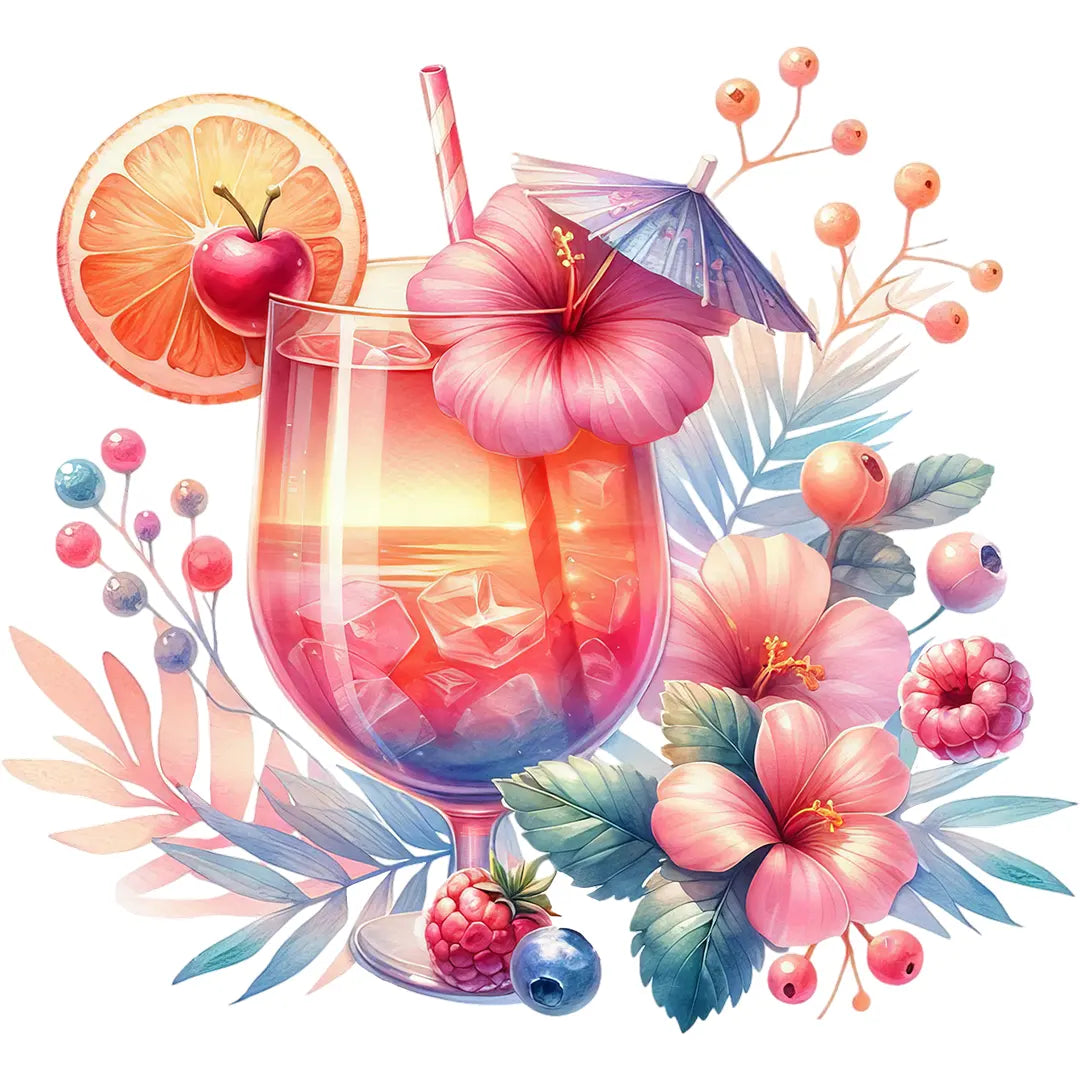 Bügelbild Beerentraum im Cocktailglas - S
