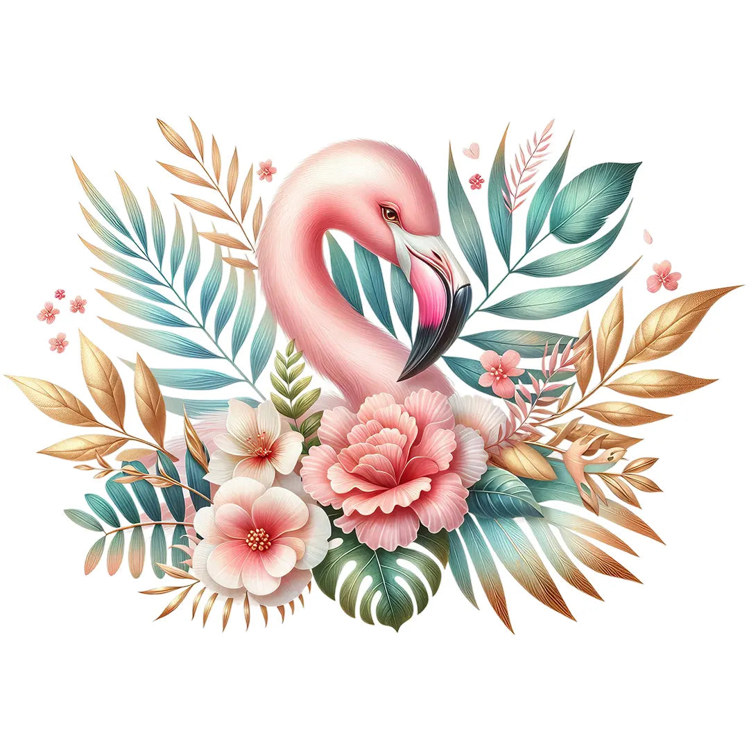 Bügelbild Flamingozauber in Pastell - S