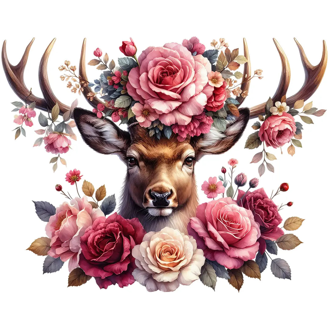 Bügelbild Hirsch Majestät der Blumen - S