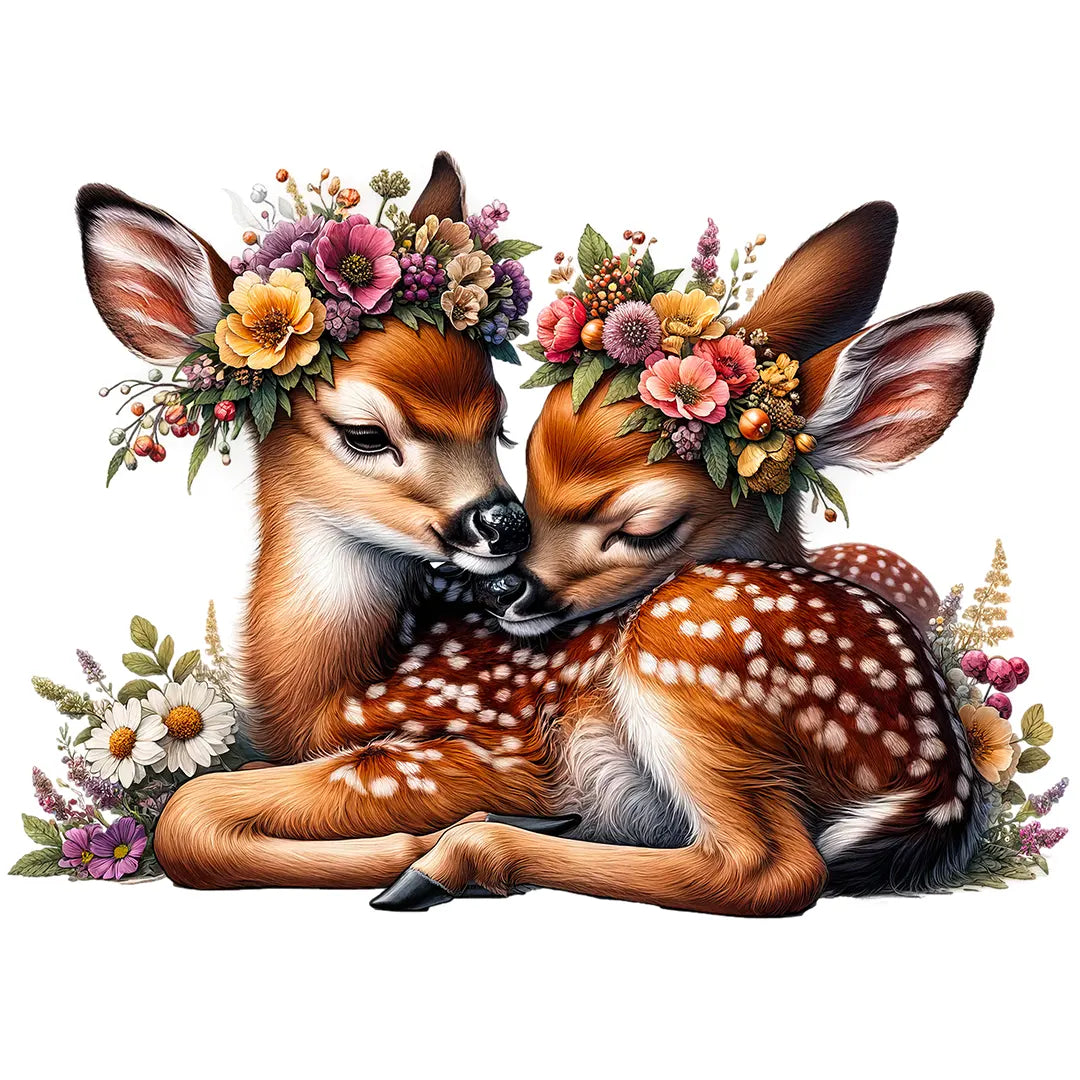 Bügelbild Rehe Blütenfreunde - S