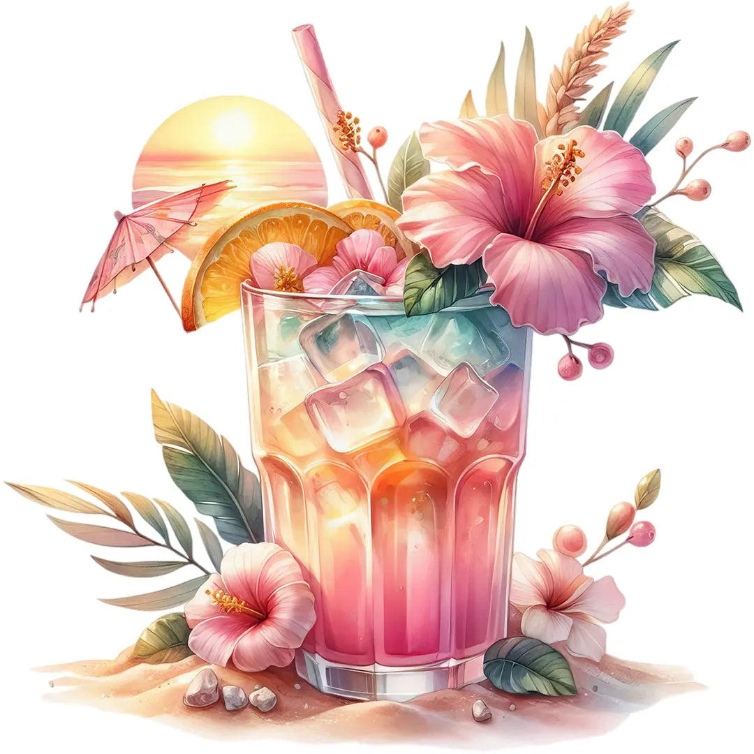 Bügelbild Tropical Hibiskus-Drink - S