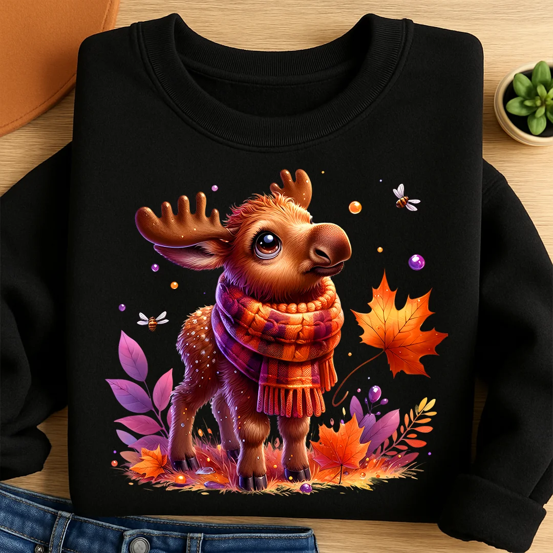 Bügelbild Elch Baby mit Schal