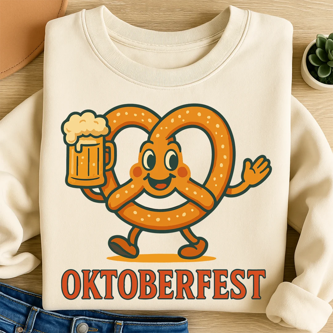 Bügelbild Lustiges Oktoberfest Brezel