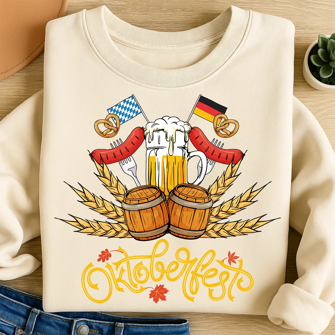 Bügelbild Oktoberfest Bier Wurst & Brezel