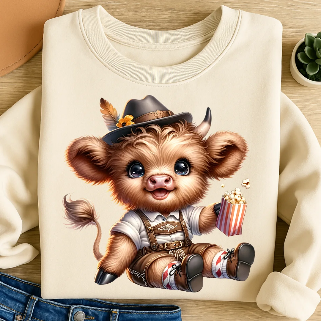 Bügelbild Popcorn Kuh Oktoberfest