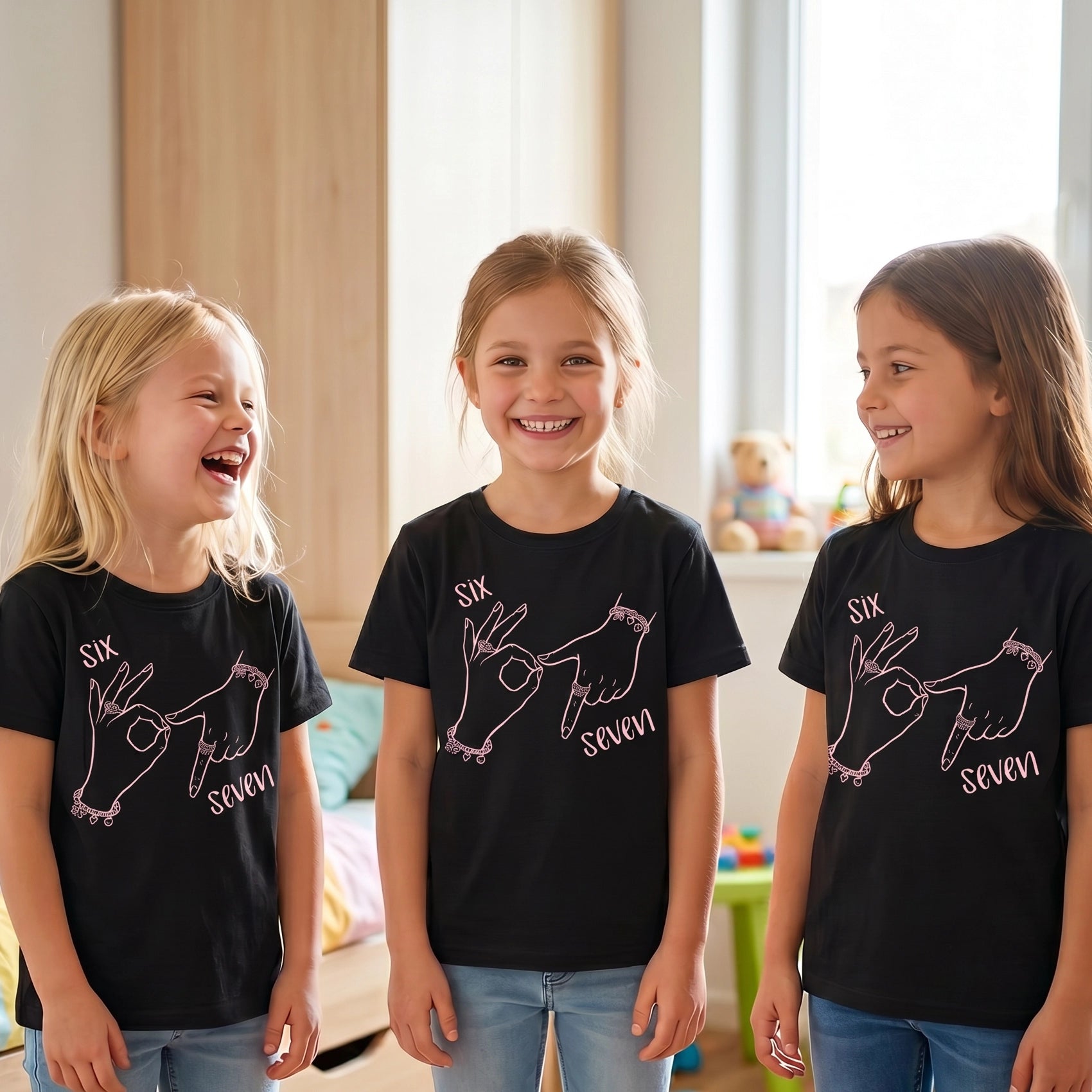 Six Seven Hände – Kinder T-Shirt mit Namen | 67 Meme personalisierbar