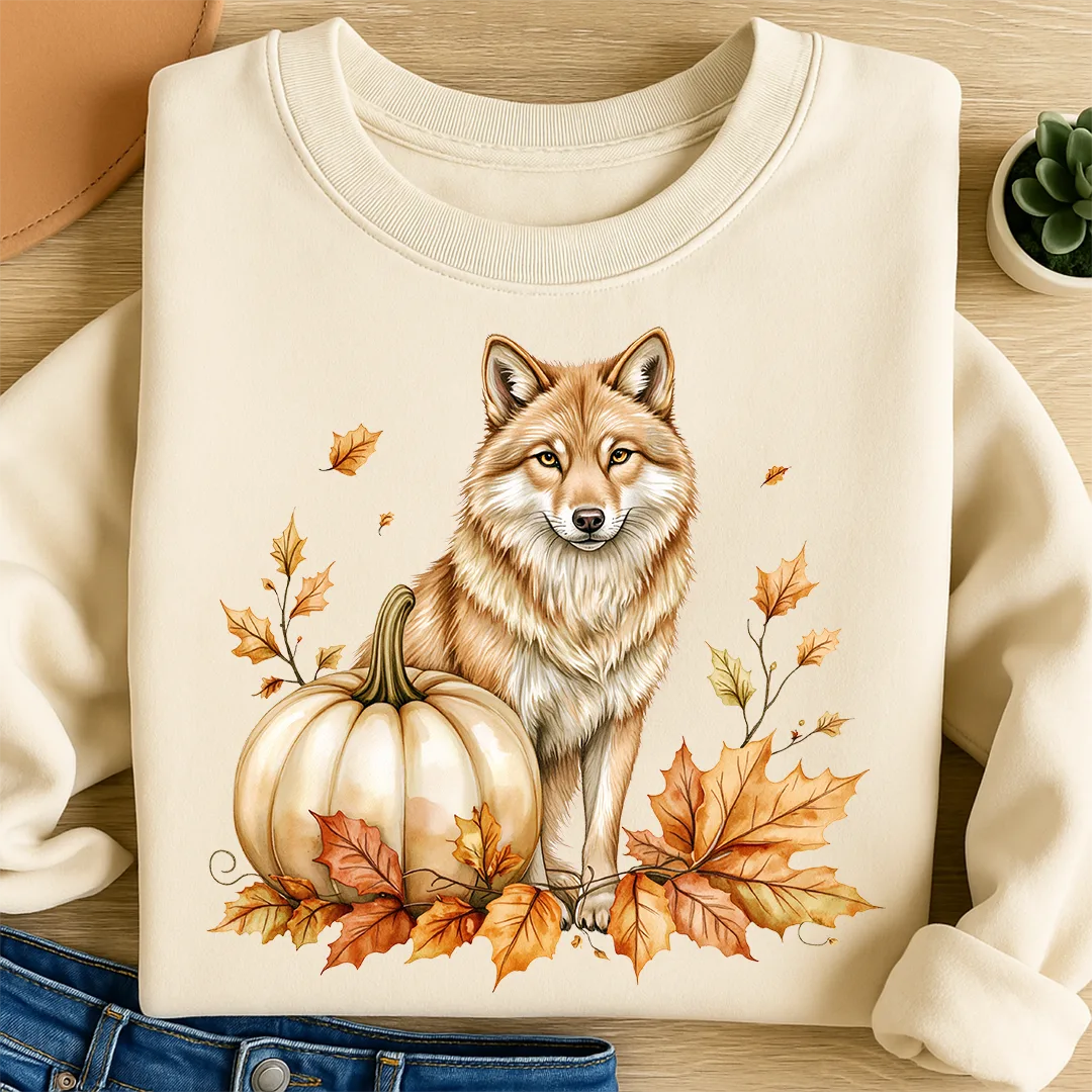 Bügelbild Wolf Kürbiszauber Aquarell