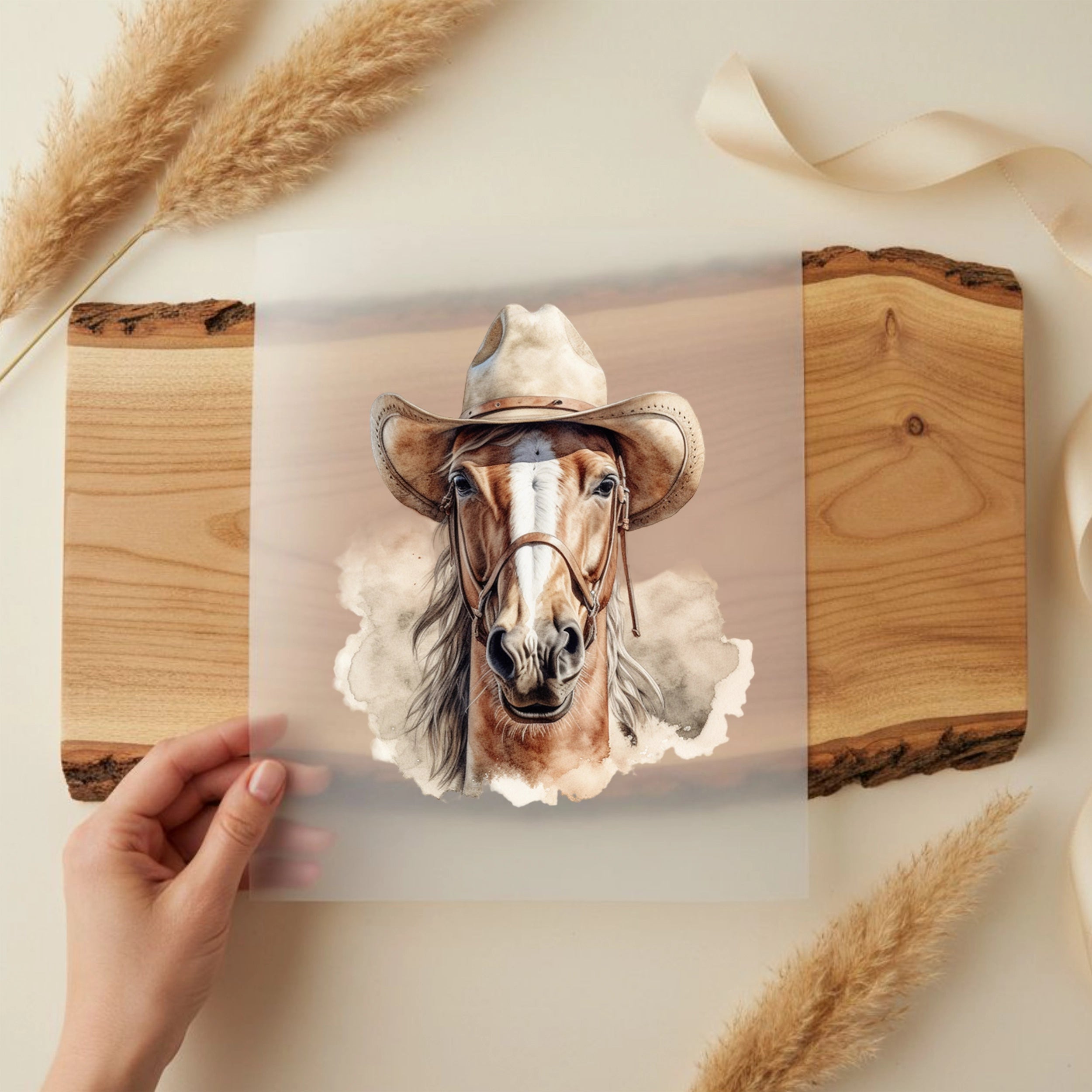 Bügelbild Cowboy Pferd