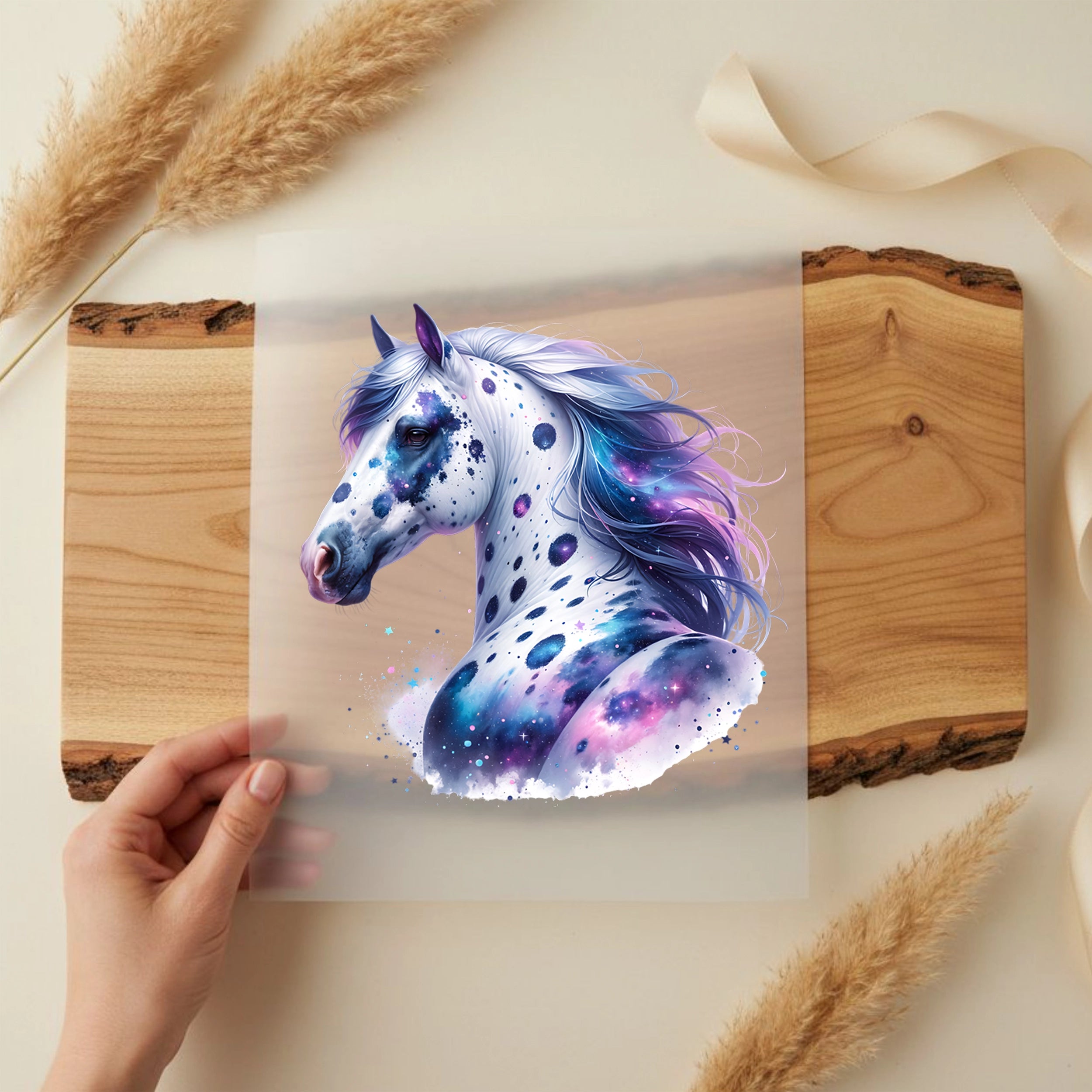 Bügelbild Galaxie Pferd Pünktchen