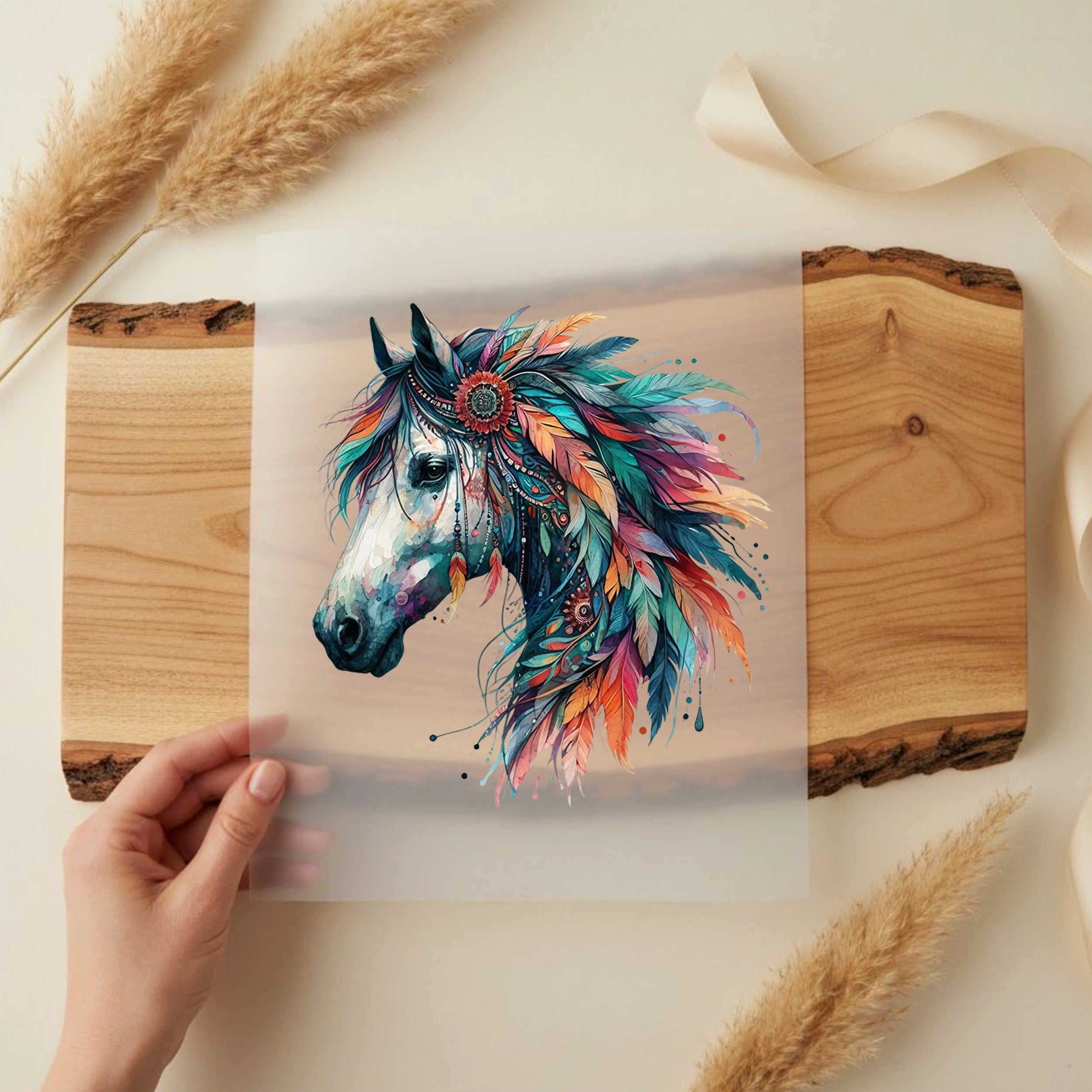 Bügelbild Boho Pferd Rainbow Spirit