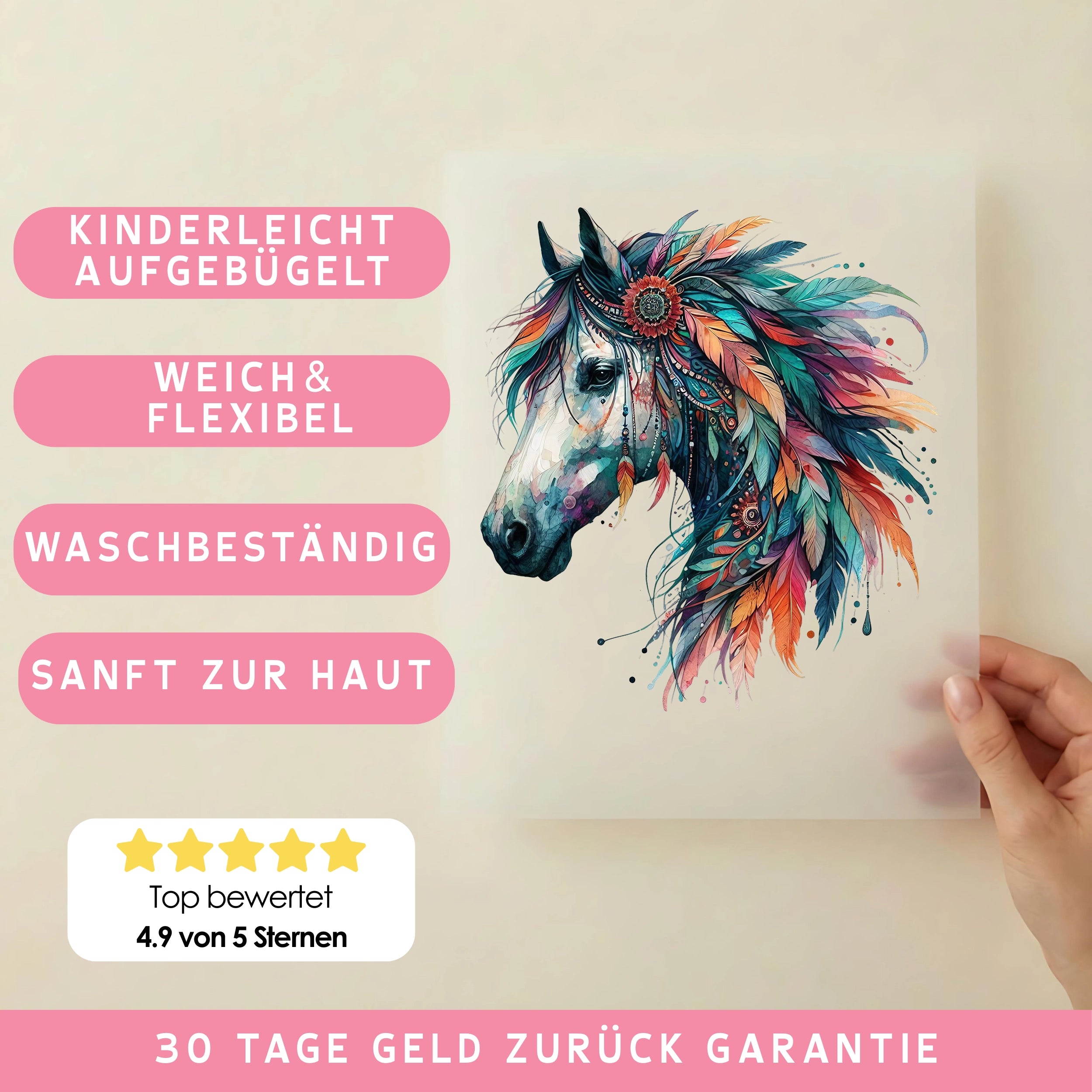 Bügelbild Boho Pferd Rainbow Spirit