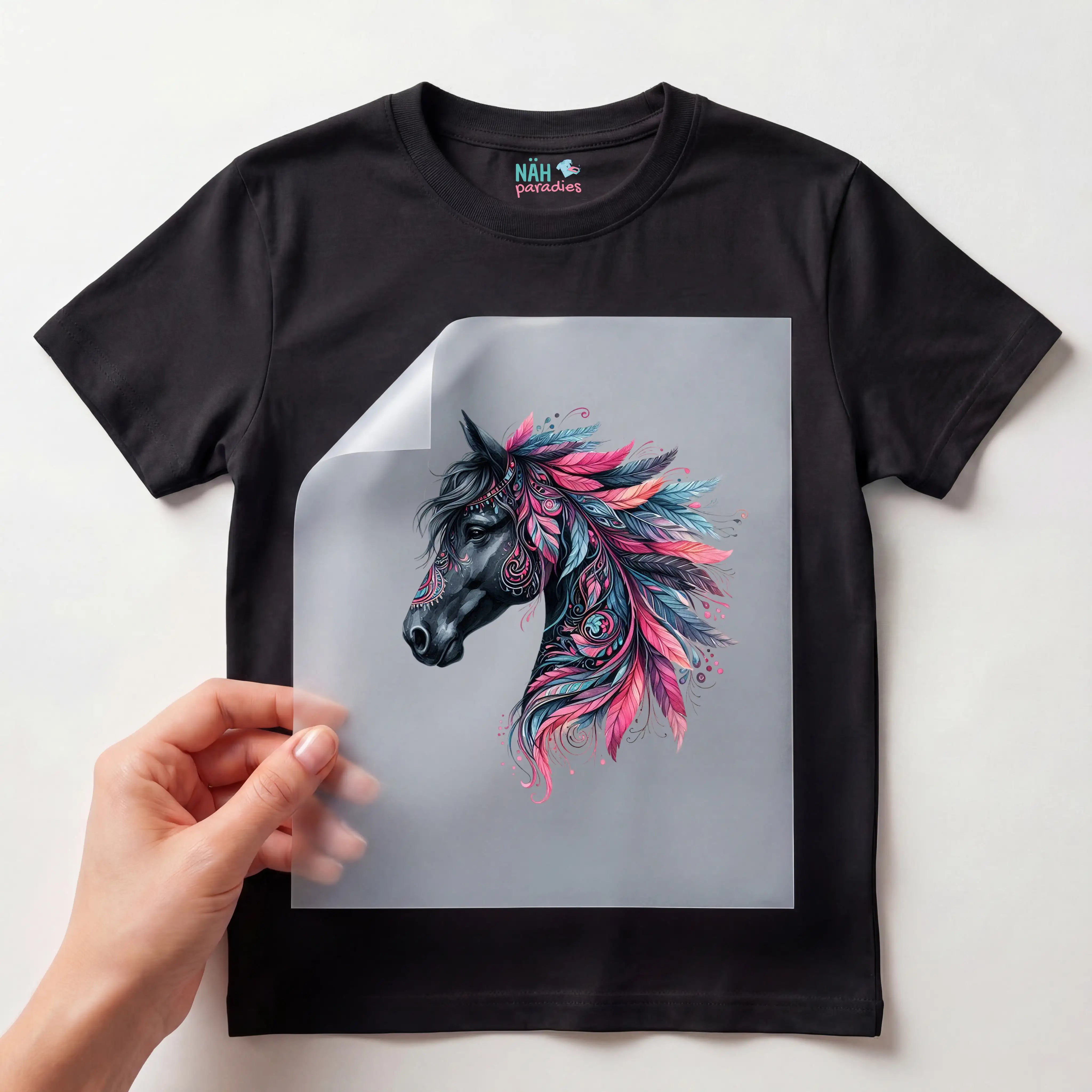 Bügelbild Mystisches Pferd mit Federn