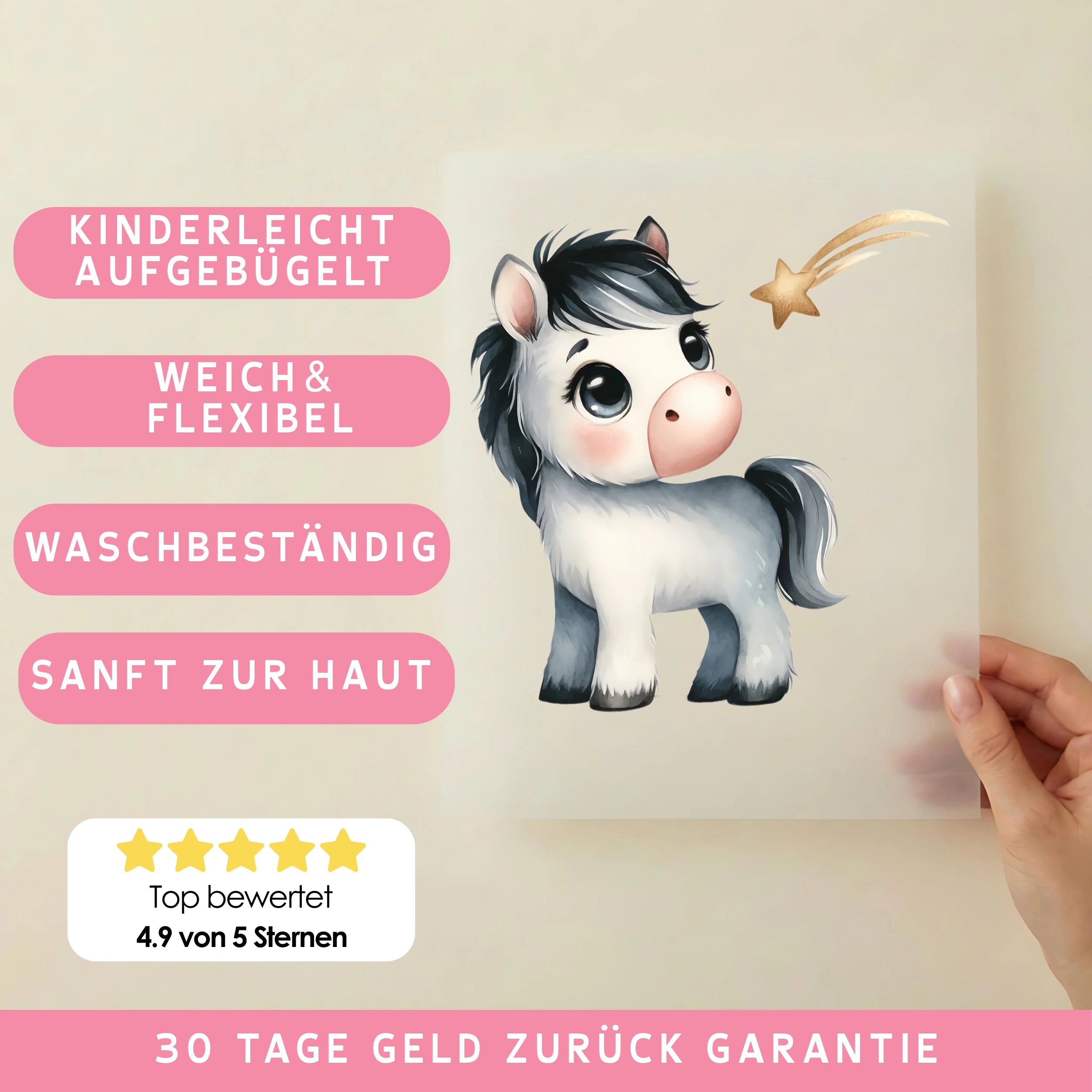 Bügelbild Pony und Sternschnuppe
