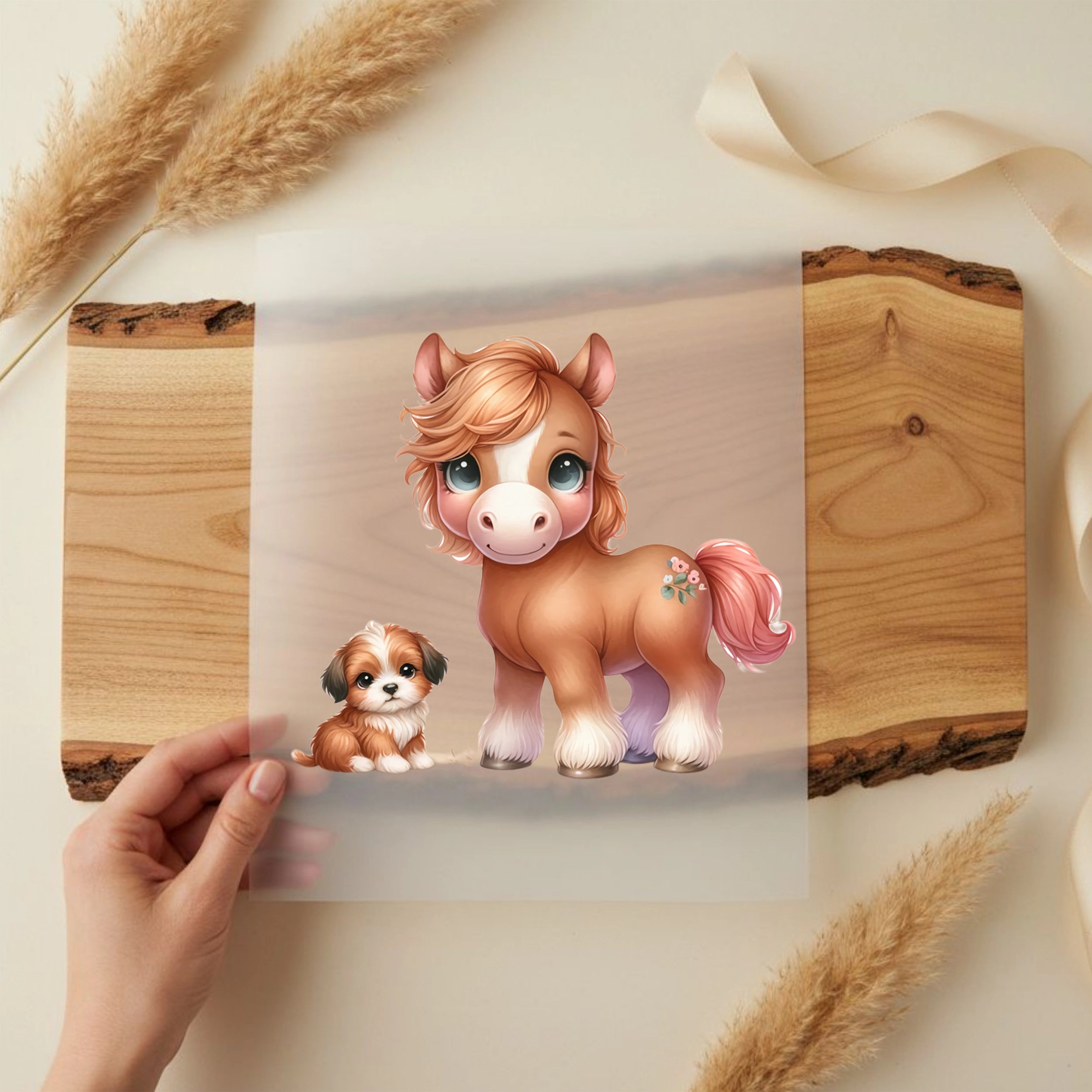 Bügelbild Tierfreundschaft Pony & Hund