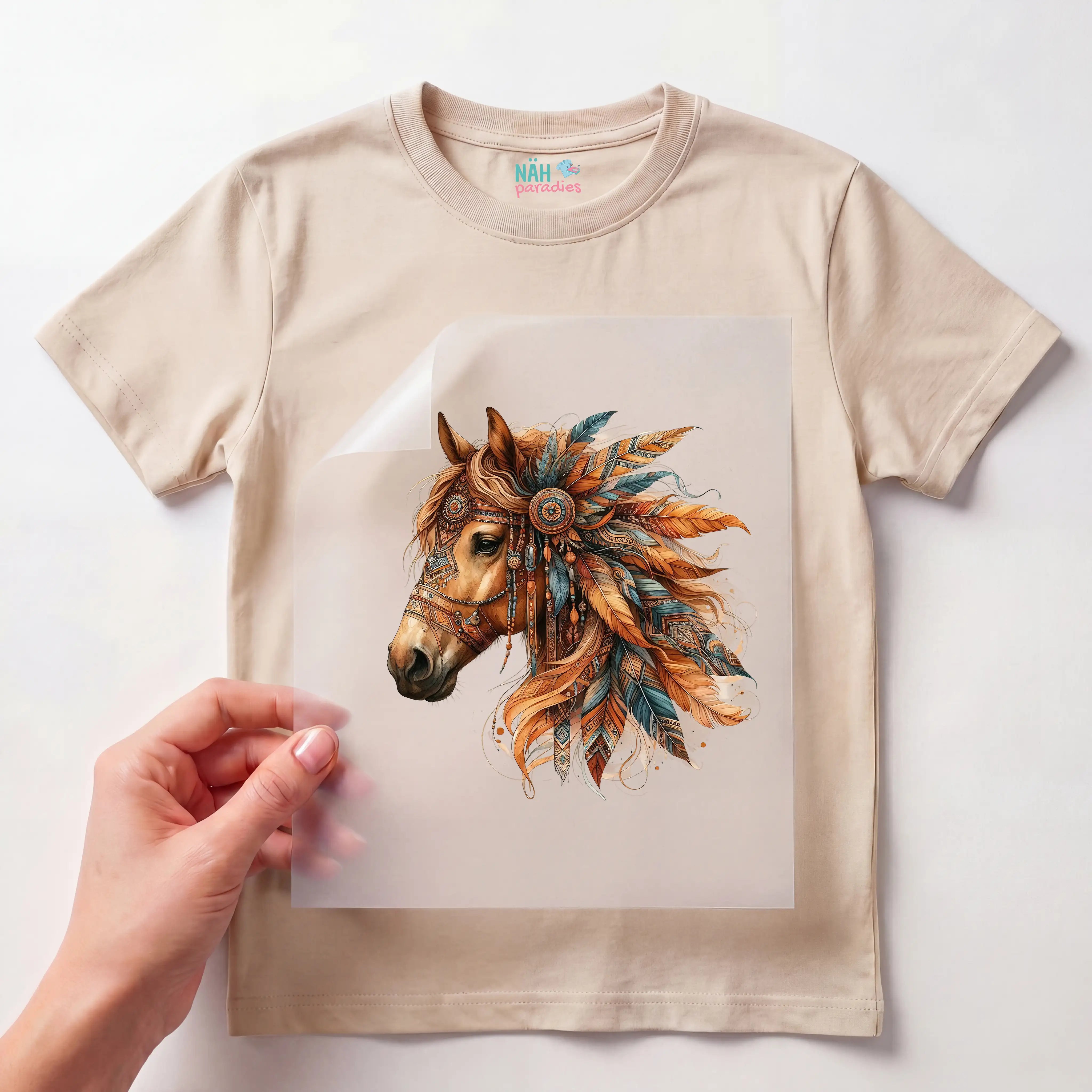 Bügelbild Boho Pferd Braun