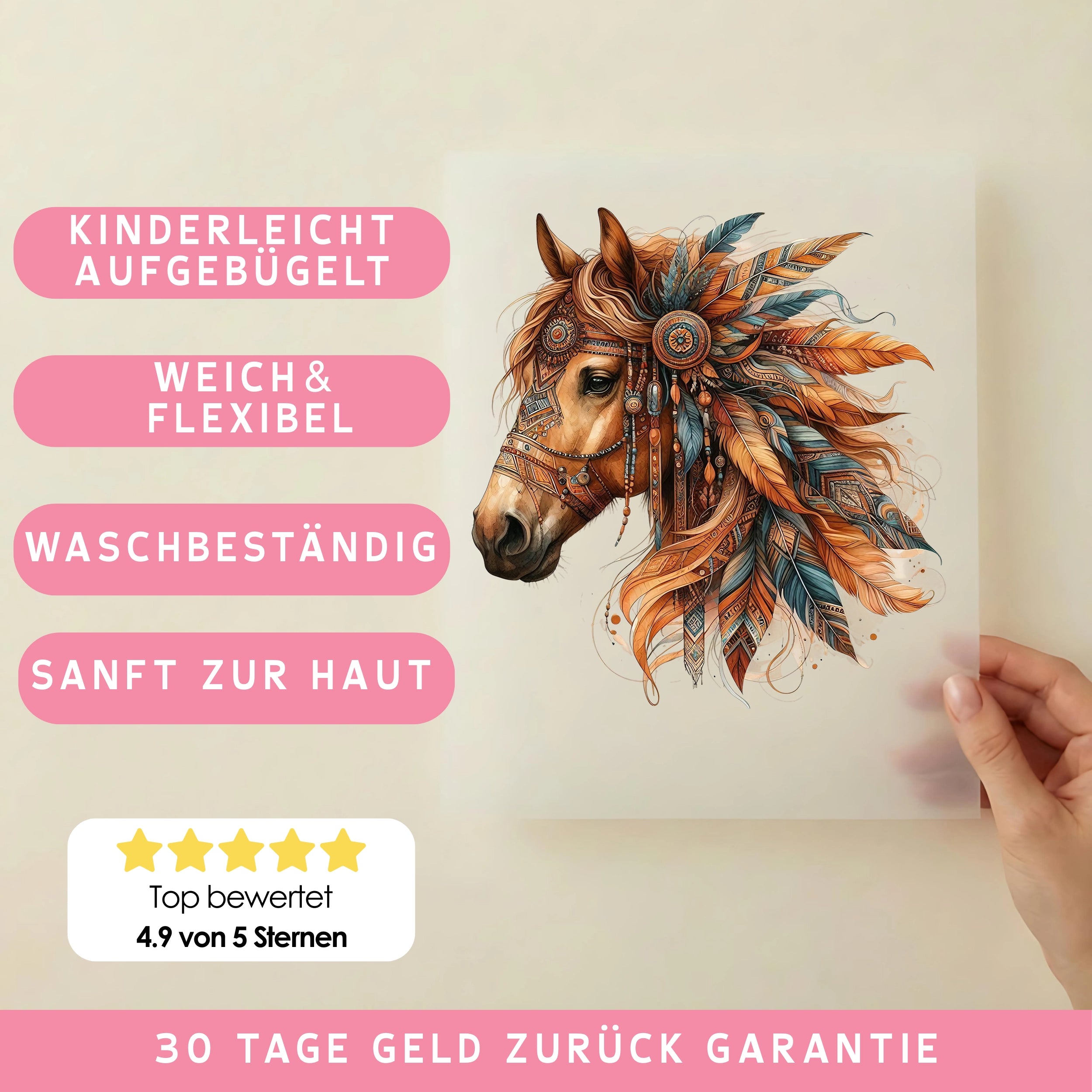 Bügelbild Boho Pferd Braun
