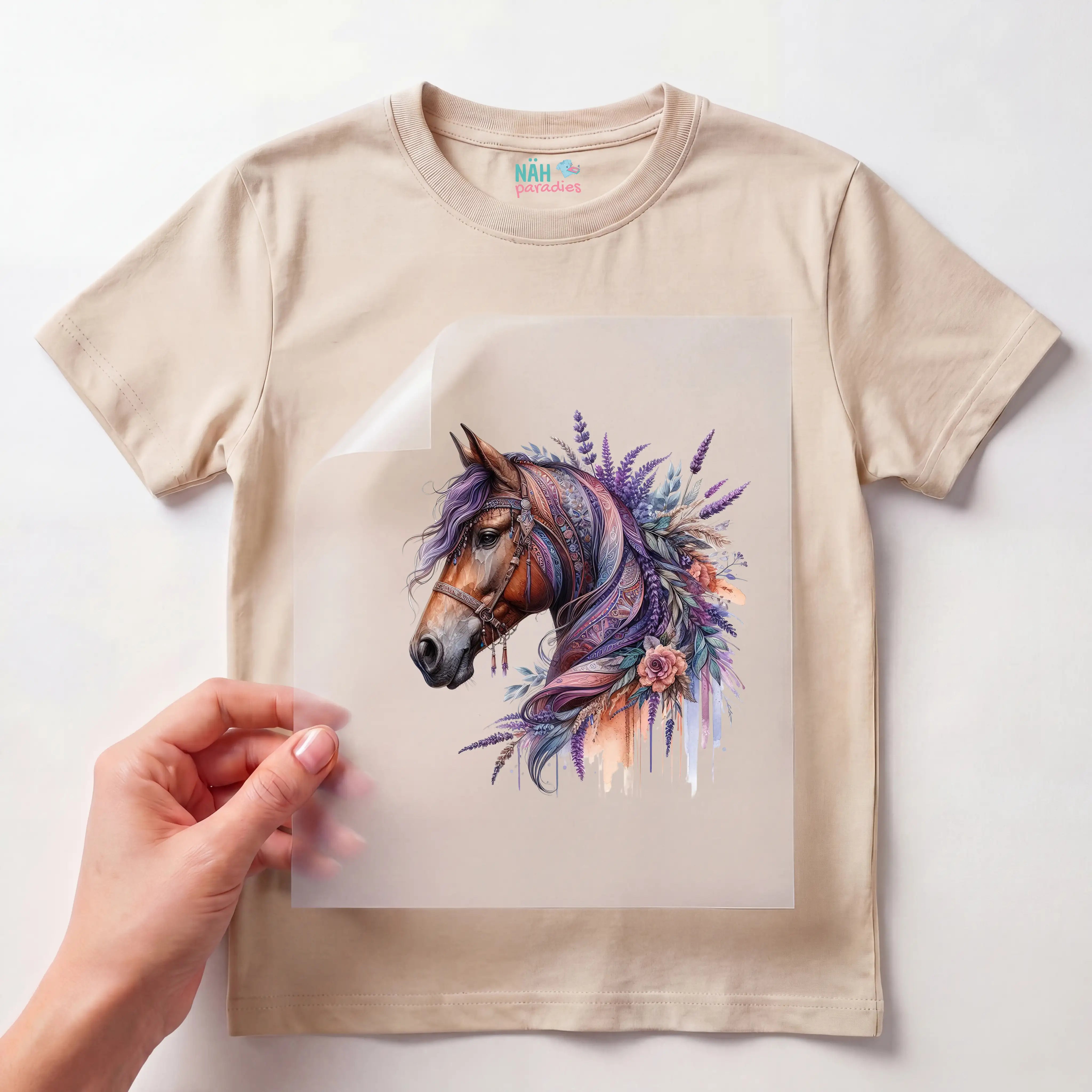 Bügelbild Boho Pferd Lila