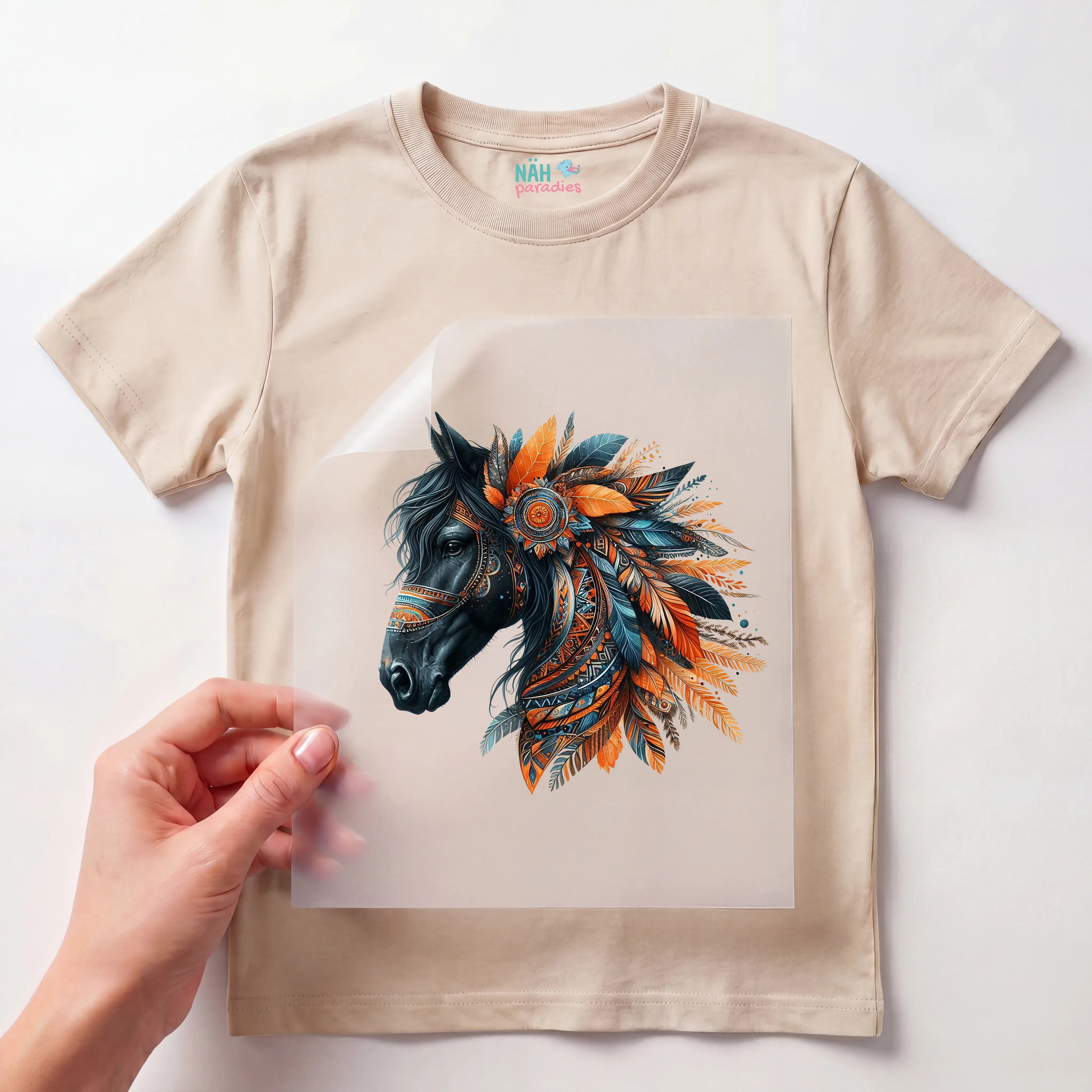 Bügelbild Boho Pferd Schwarz
