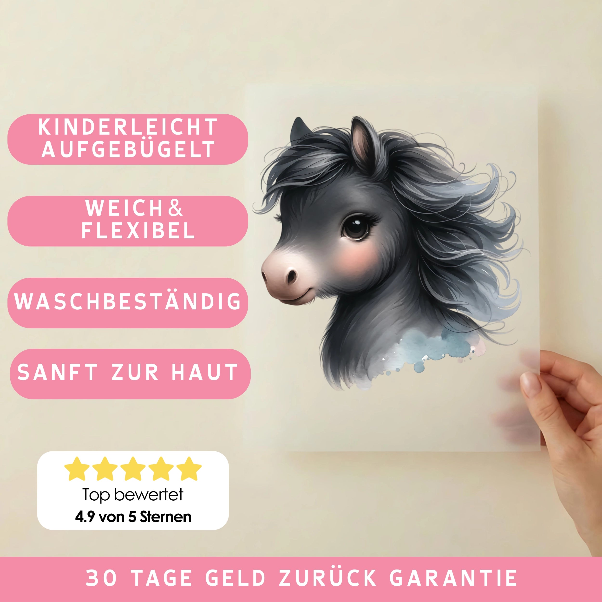 Bügelbild Elegantes Schwarzes Pony