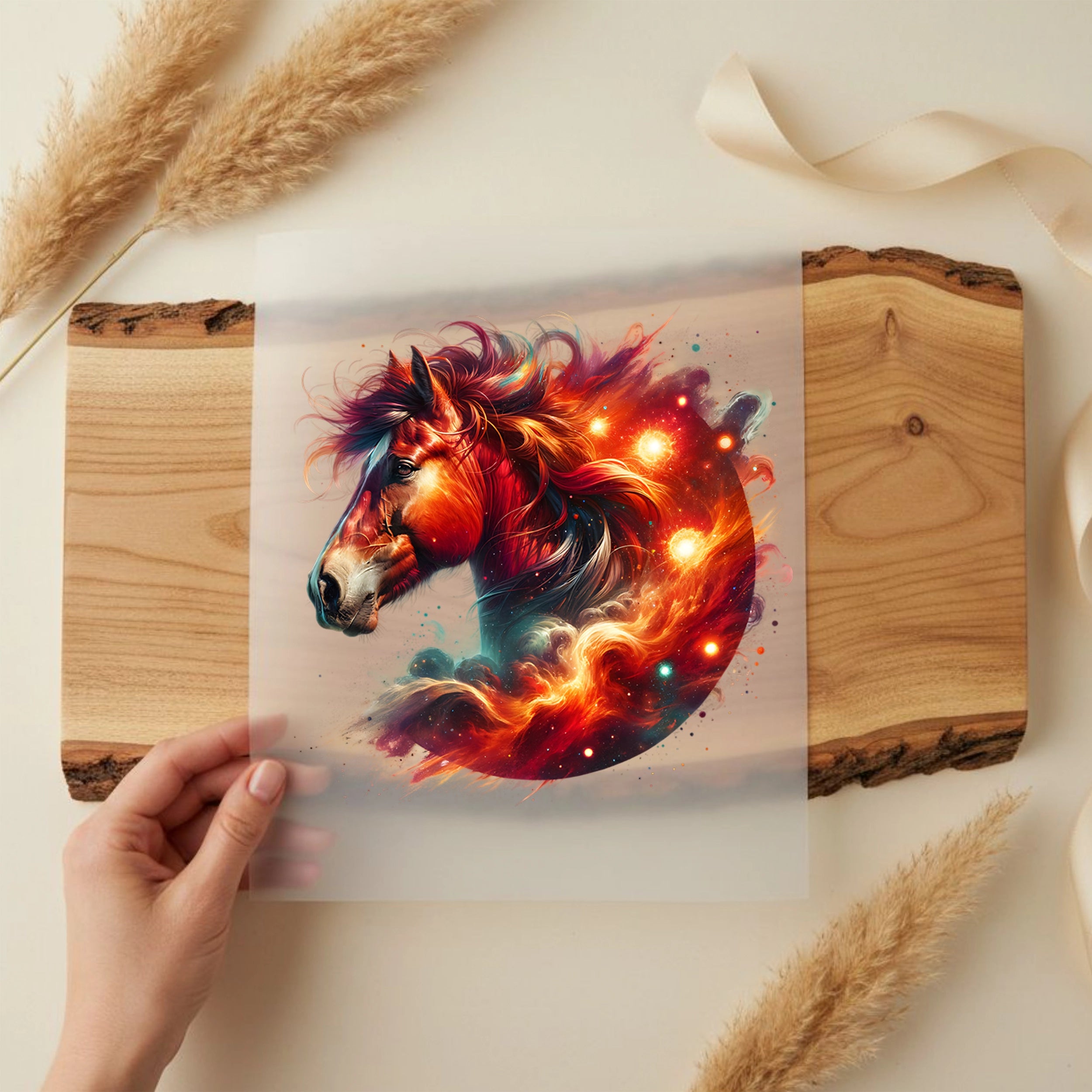 Bügelbild Galaxie Pferd Red Storm