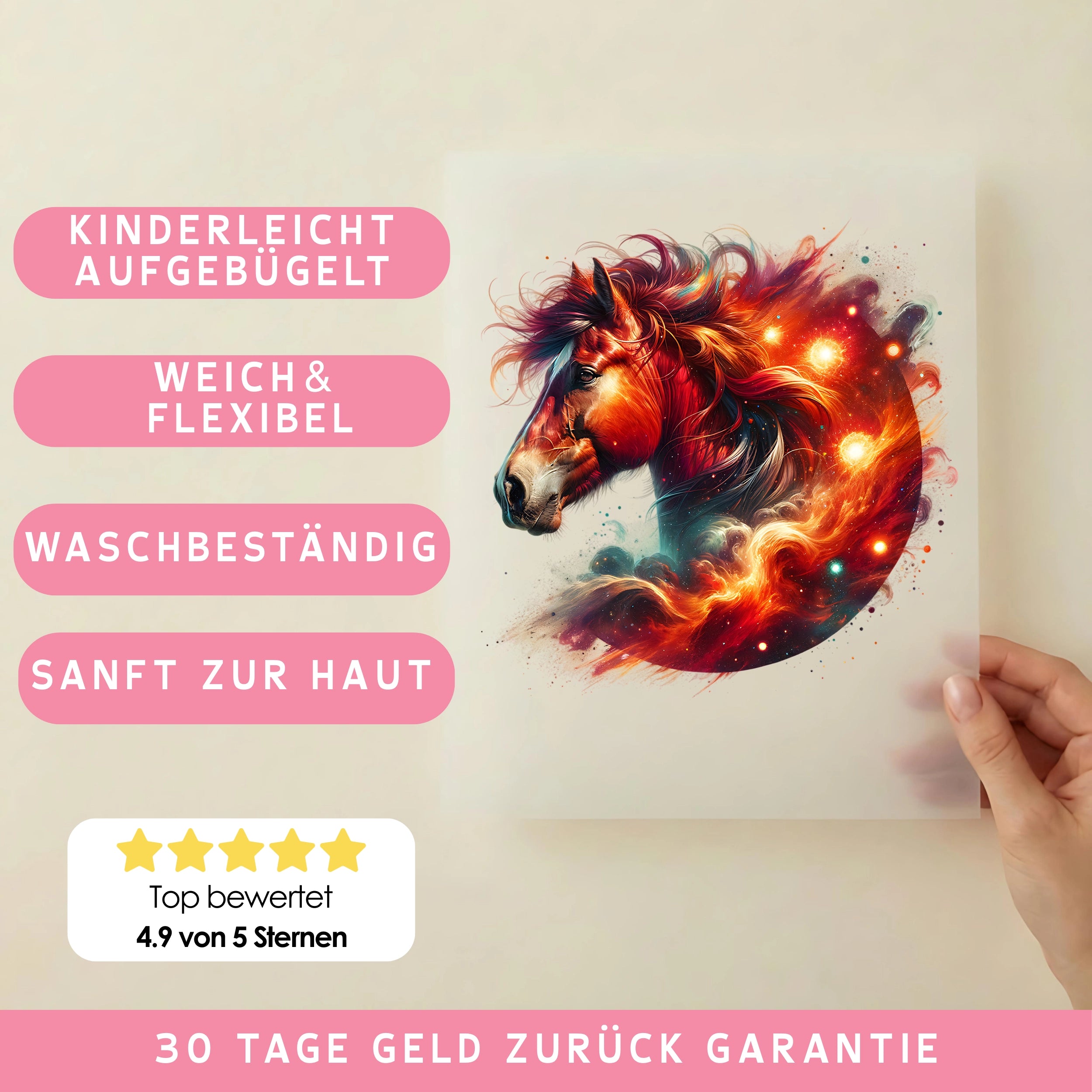 Bügelbild Galaxie Pferd Red Storm