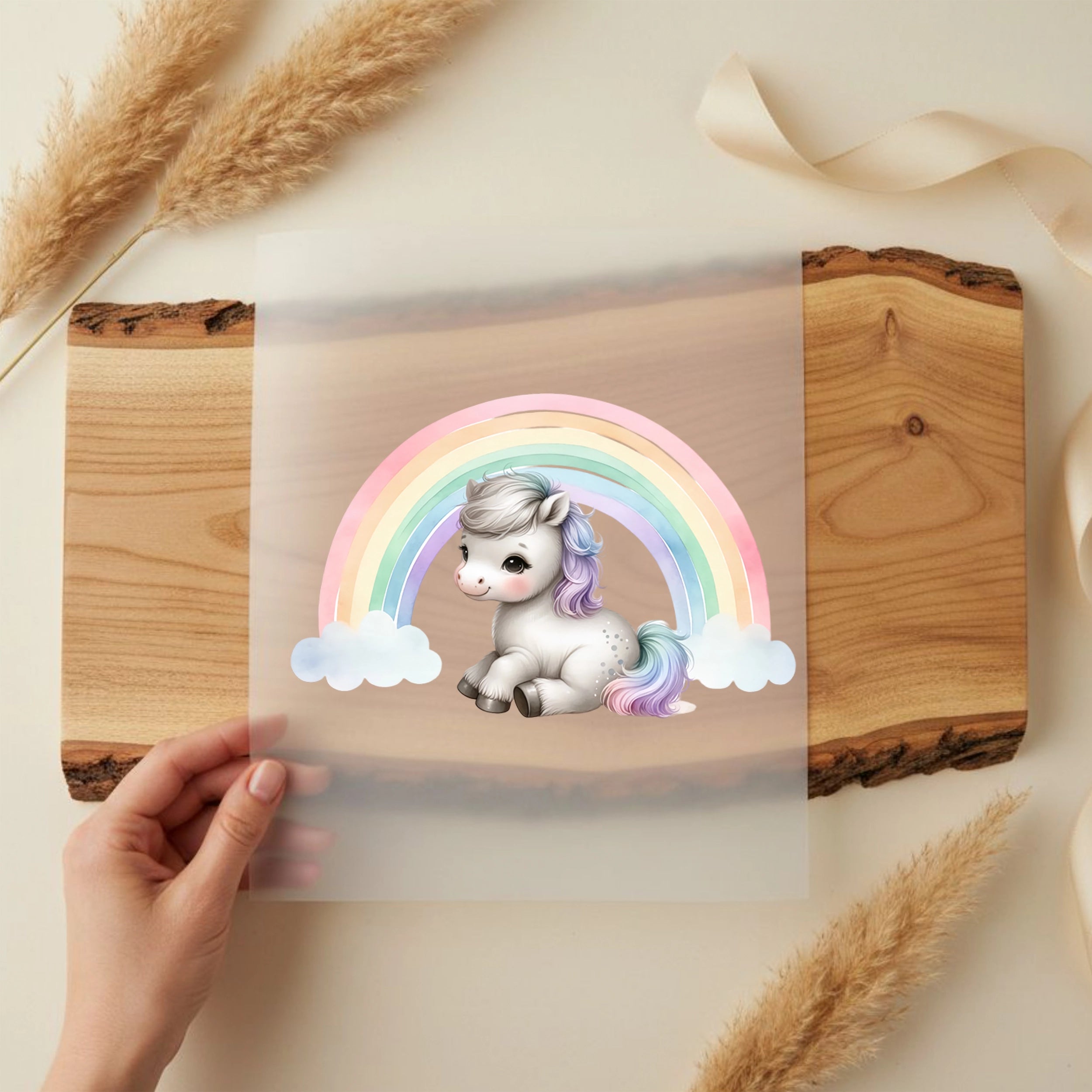 Bügelbild Regenbogenpony Glücksbringer